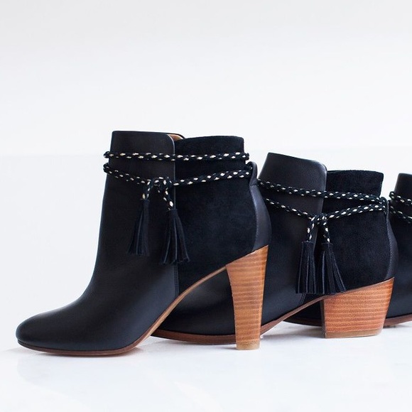 Sezane Shoes - Sezane Black Leather & Suede Booties